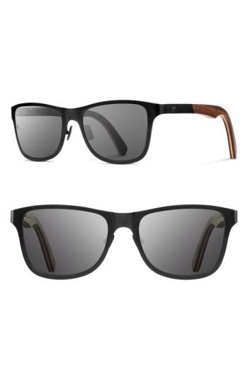 Men's Shwood 'canby' 54mm Titanium & Wood Sunglasses - Z/dnugunmetal/ Walnut