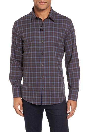 Men's Zachary Prell Fathollahi Slim Fit Plaid Sport Shirt, Size - Brown