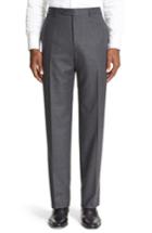 Men's Canali Flat Front Solid Wool Trousers Us / 56 Eur - Grey