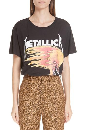 Women's R13 Metallica Flaming Skull Tee - Black