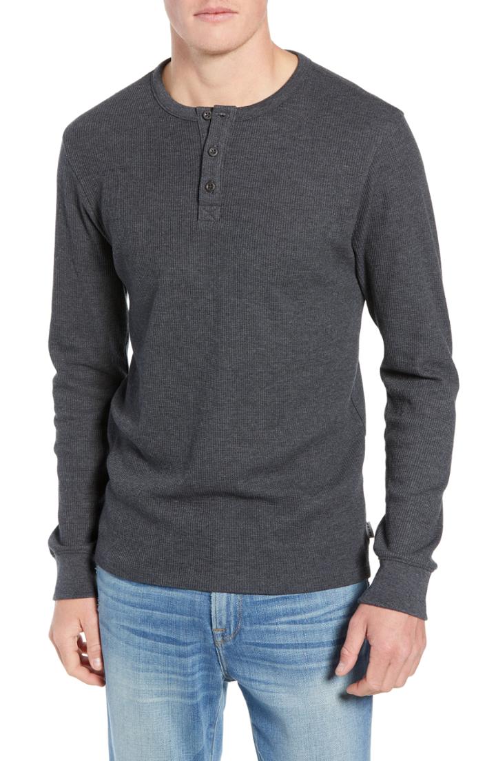 Men's Frame Slim Fit Long Sleeve Henley - Grey