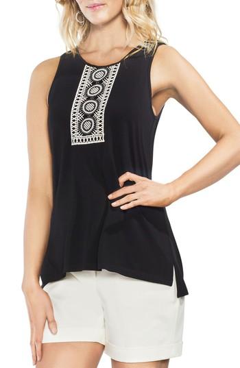 Women's Vince Camuto Crochet Bib Applique Top, Size - Black