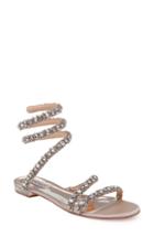 Women's Badgley Mischka Paz Crystal Ankle Wrap Sandal M - Beige