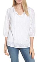Women's Tommy Bahama Pineapple Blossoms Tie Neck Blouse - White