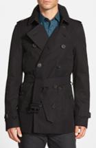 Men's Burberry Sandringham Short Double Breasted Trench Coat - Black