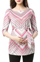 Women's Everly Grey Megan Ruffle Cold Shoulder Maternity/nursing Top