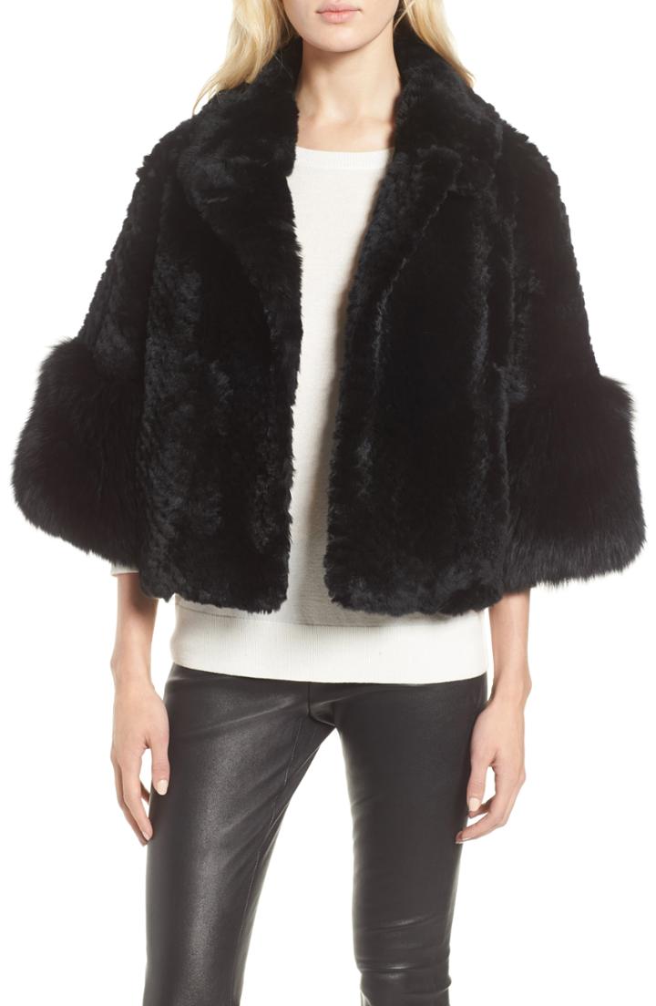 Women's Linda Richards Genuine Rex Rabbit Fur Cropped Jacket