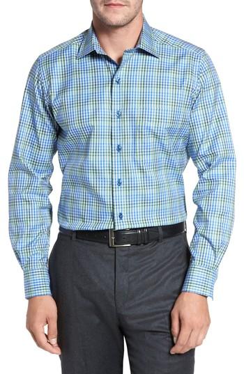 Men's David Donahue Check Sport Shirt, Size - Green
