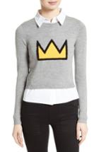 Women's Alice + Olivia Nikia Layered Look Crown Sweater - Grey