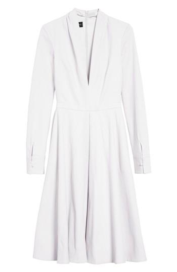 Women's Brandon Maxwell Plunge Neck Fit & Flare Shirtdress - White