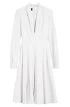 Women's Brandon Maxwell Plunge Neck Fit & Flare Shirtdress - White