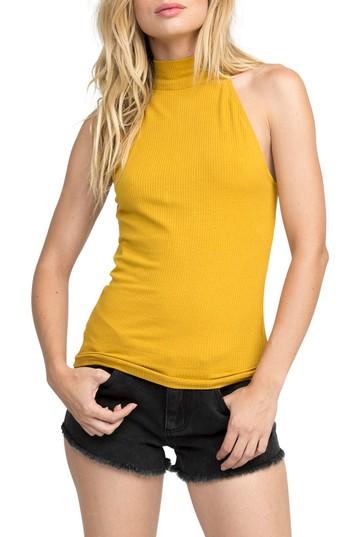 Women's Rvca Follow Me Mock Neck Tank - Yellow