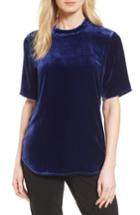 Women's Eileen Fisher High Neck Velvet Top, Size - Blue