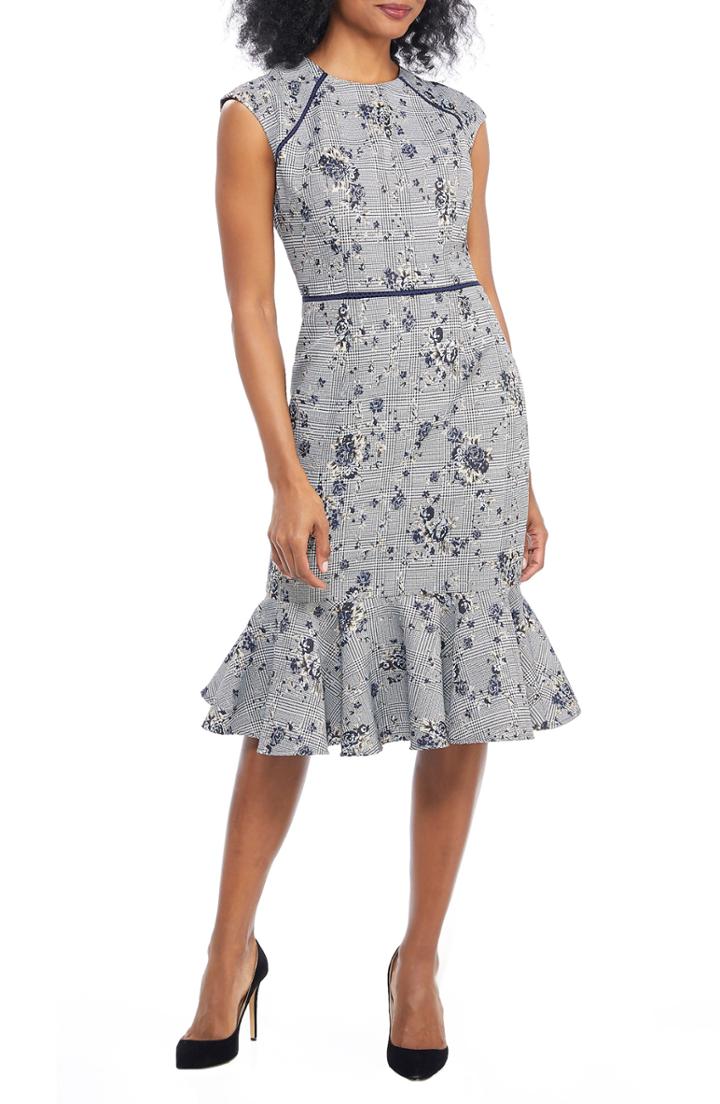 Women's Maggy London Plaid Rose Dress - Blue