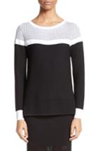 Women's St. John Collection Technical Mesh Stitch Sweater, Size - Black