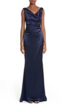 Women's Talbot Runhof Kombo Draped Matte Crepe Gown - Blue