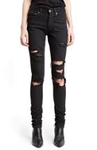 Women's Saint Laurent Destroyed Skinny Jeans - Black