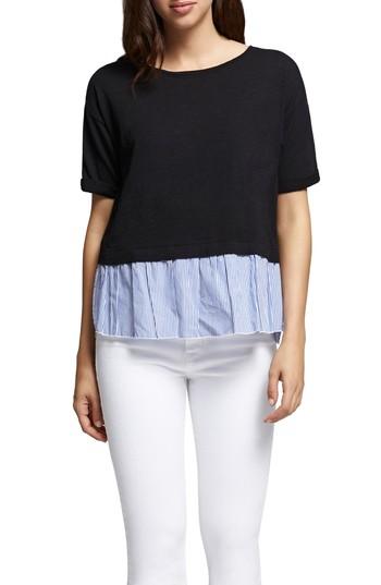 Women's Sanctuary Skye Lace Back Mixed Media Tee - Black