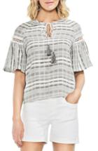 Women's Vince Camuto Ruffle Sleeve Tassel Tie Top, Size - White