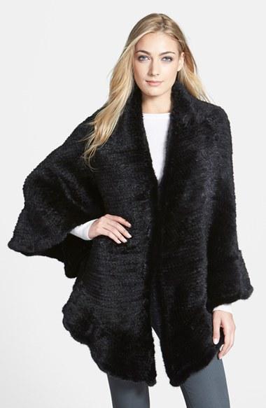 Women's Belle Fare Genuine Mink Knit Shawl