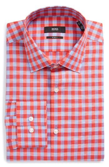 Men's Boss Jenno Slim Fit Check Dress Shirt .5 - Red