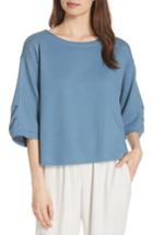 Women's Eileen Fisher Boxy Organic Cotton Blend Top, Size - Blue