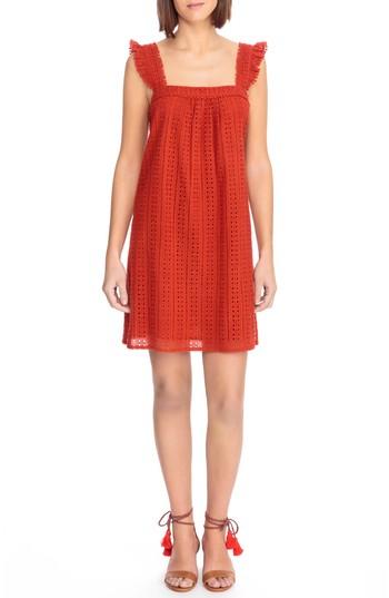 Women's Sezane Assia Crochet Shift Dress Us / 36 Fr - Red