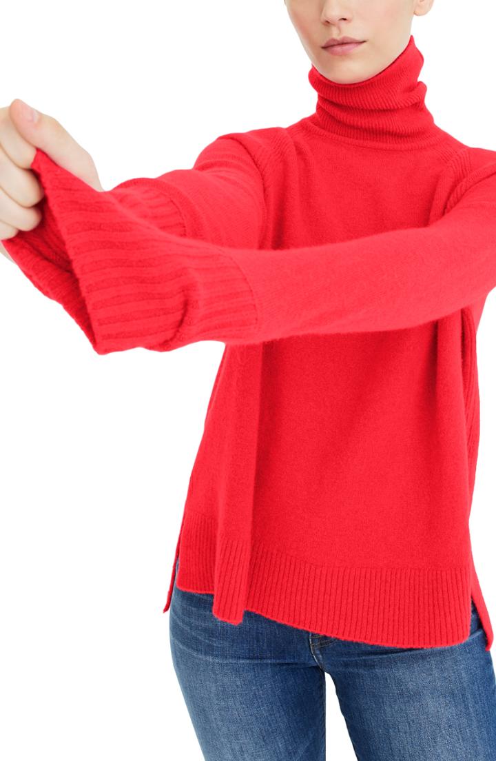 Women's J.crew Side Slit Supersoft Turtleneck Sweater