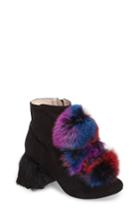 Women's Cecelia New York Minot Genuine Fox Fur Pompom Bootie M - Black