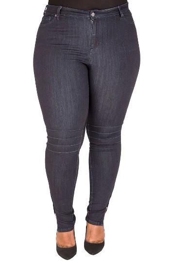 Women's Poetic Justice Marley Pintuck Knee Moto Jeans