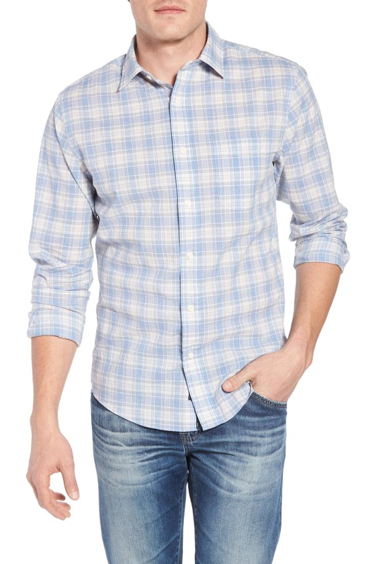 Men's Faherty Ventura Plaid Sport Shirt, Size - Grey