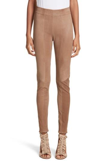 Women's Zero + Maria Cornejo Lambskin Leather Skinny Pants - Beige