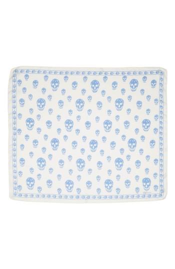 Women's Alexander Mcqueen Skull Foulard Silk Scarf, Size - White