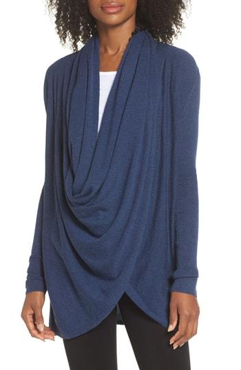 Women's Nordstrom Lingerie Long Wrap Cardigan, Size - Blue