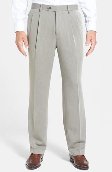 Men's Cutter & Buck Double Pleated Microfiber Pants X Unhemmed - Beige