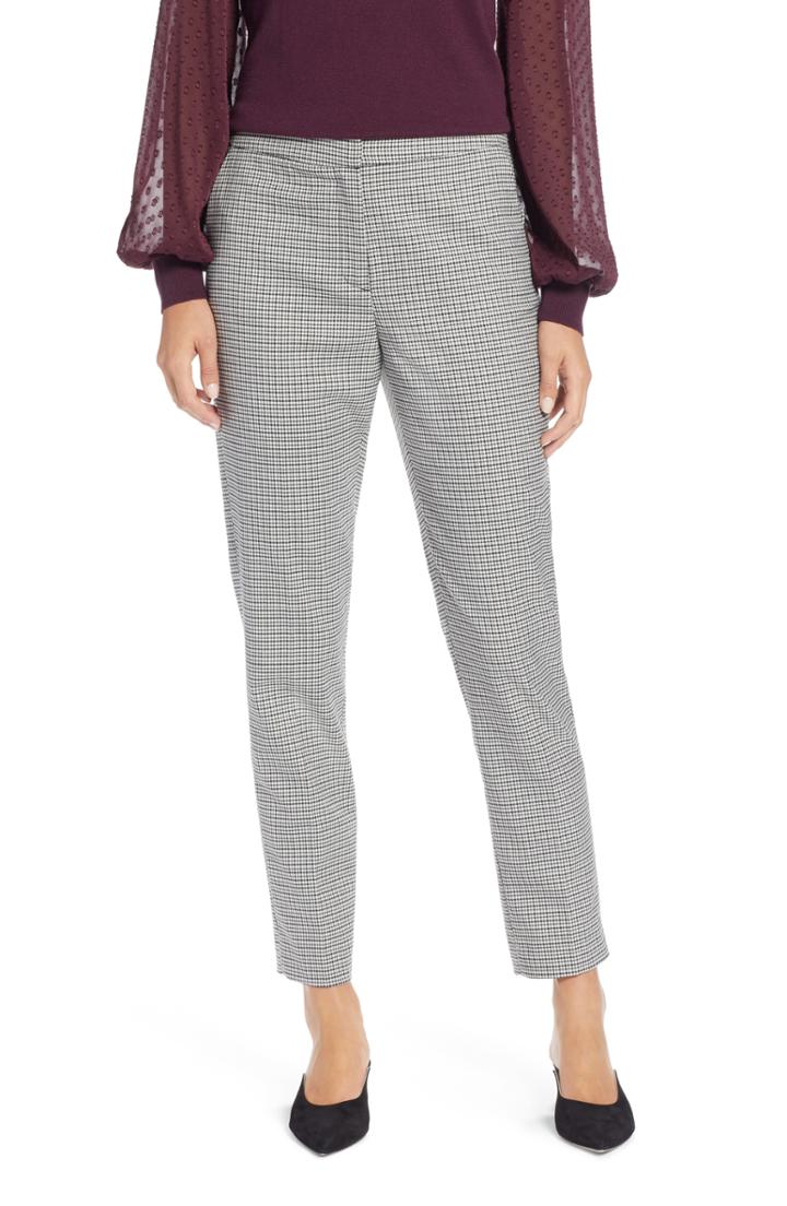 Women's Halogen Plaid Ankle Skinny Pants - Black