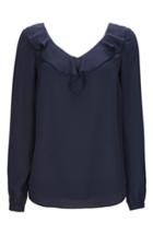 Women's Wallis Ruffle Neck Blouse Us / 14 Uk - Blue