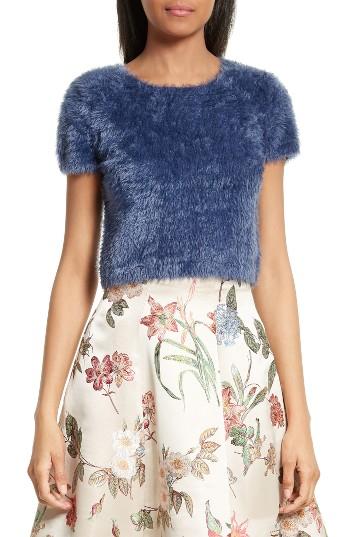 Women's Alice + Olivia Ciara Crop Eyelash Sweater - Blue