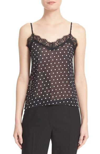 Women's The Kooples Lace Trim Polka Dot Camisole