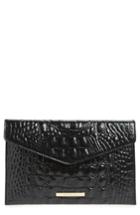 Brahmin Melbourne Croc Embossed Leather Envelope Clutch - Black