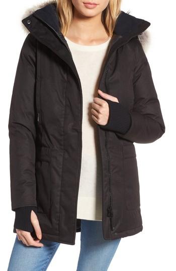 Women's Nobis Carla Hooded Down Parka With Genuine Coyote Fur Trim - Black