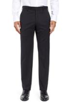 Men's Zanella Parker Flat Front Stretch Wool Trousers - Black