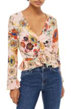 Women's Topshop Star & Floral Print Ruched Blouse Us (fits Like 6-8) - Pink