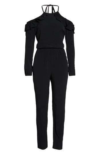 Women's Fraiche By J Cold Shoulder Halter Jumpsuit - Black