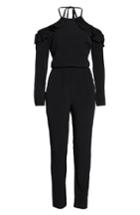 Women's Fraiche By J Cold Shoulder Halter Jumpsuit - Black