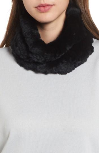 Women's Jocelyn Genuine Rabbit Stretch Cowl, Size - Black