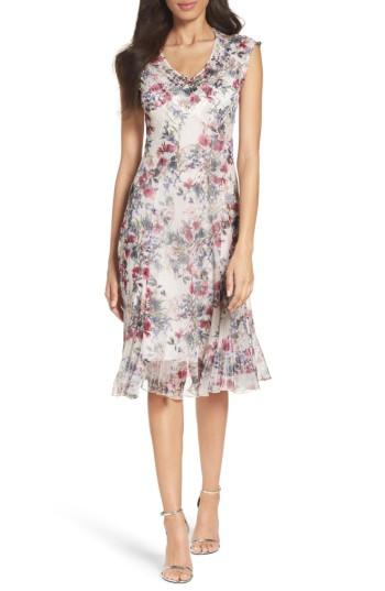 Petite Women's Komarov Chiffon Midi Dress P - Grey