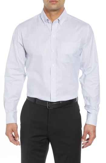 Men's Cutter & Buck Regular Fit Stripe Stretch Oxford Shirt - Blue