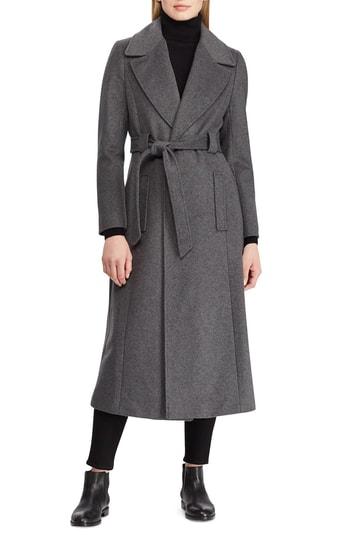 Women's Lauren Ralph Lauren Wrap Overcoat - Grey