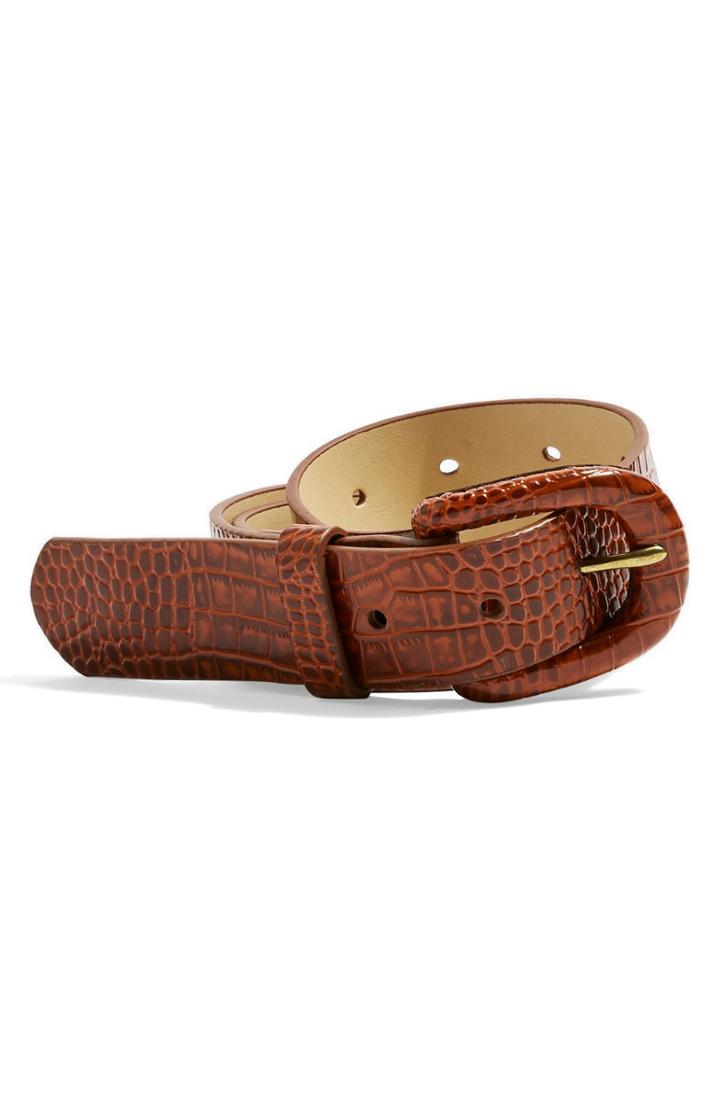 Women's Topshop Crocodile Embossed Belt - Brown